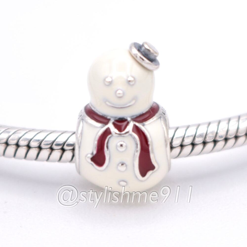 Authentic PANDORA Retired Happy Snowman Charm - 791406ENMX